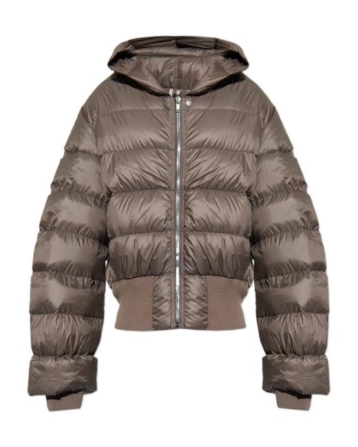 Rick Owens Brown Quilted Hooded Jacket for men