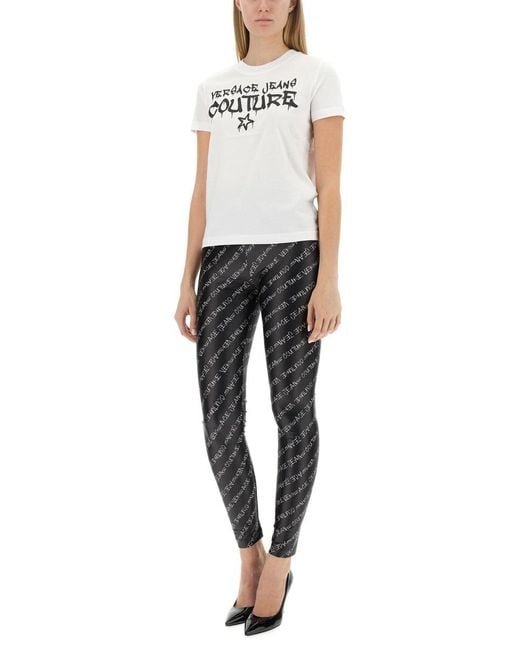 Versace Jeans White Logo-Print Cotton T-Shirt