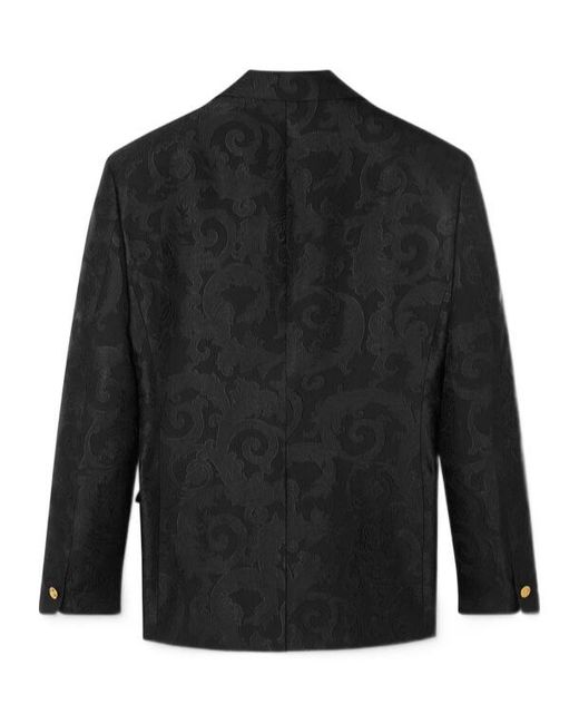 Versace Black Barocco Pattern Jacquard Blazer for men