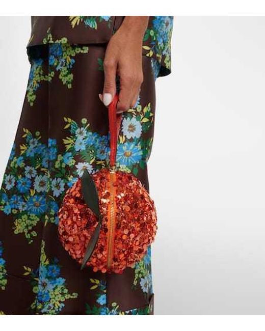 ALÉMAIS Orange Mini Sequined Crossbody Bag