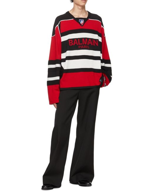Balmain Red B-Sporty Boxy Sweatshirt for men
