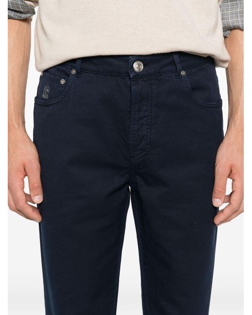 Brunello Cucinelli Blue Cotton Trousers for men