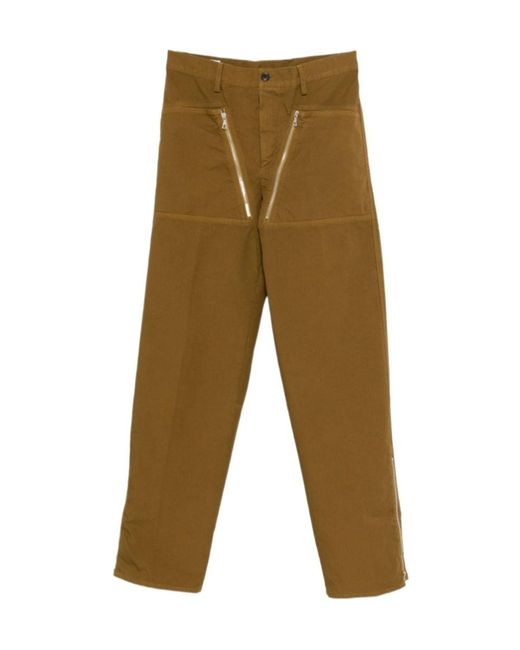 Dries Van Noten Green Zipper Detail Trousers for men