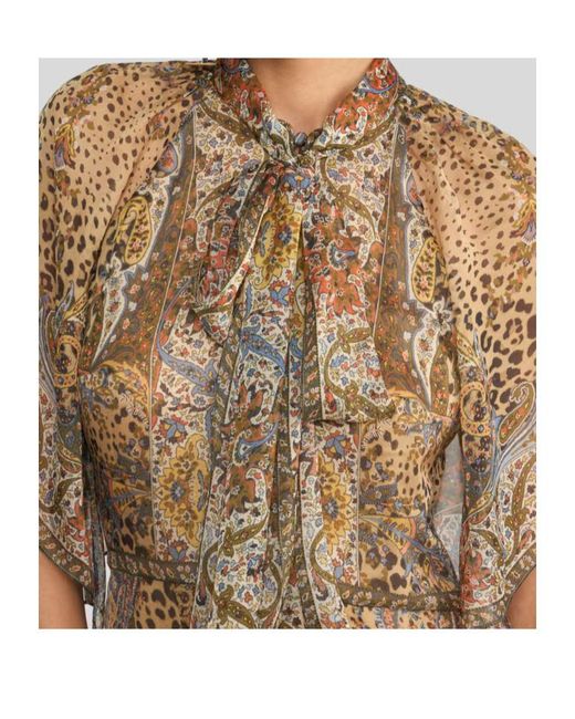 Etro Natural Lavalliere Paisley Maxi Dress