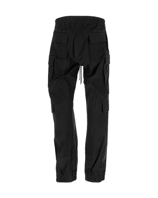 Rick Owens Black Straight-Leg Drawstring Cargo Trousers for men