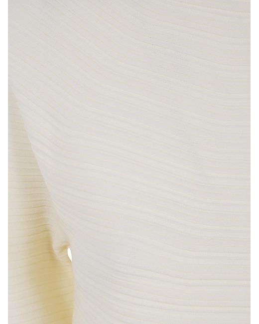 Emporio Armani White Textured Sleeve Knitted Sweater