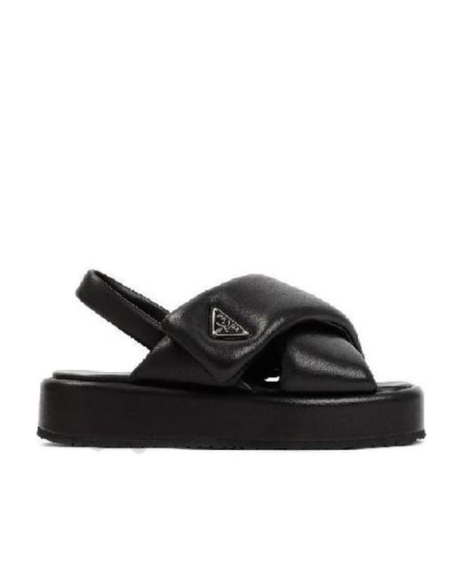 Prada Black Logo Sandals