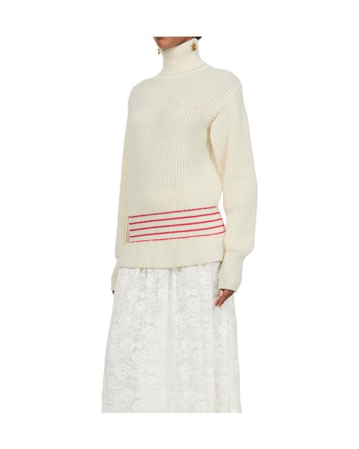 Chloé White High-Neck Long-Sleeved Sweater