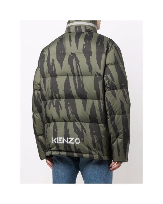 KENZO Green Pleat Camo-Print Puffer Jacket for men