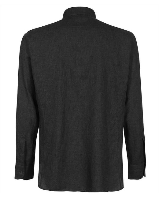 Tom Ford Black Lapel Long-Sleeved Shirt for men