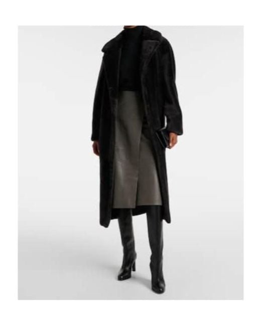 Yves Salomon Gray Leather Midi Skirt