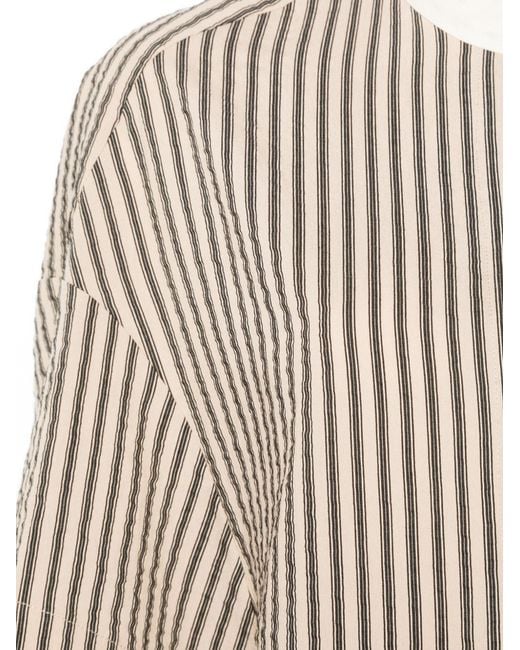 Alysi White Striped Short-Sleeve Dress