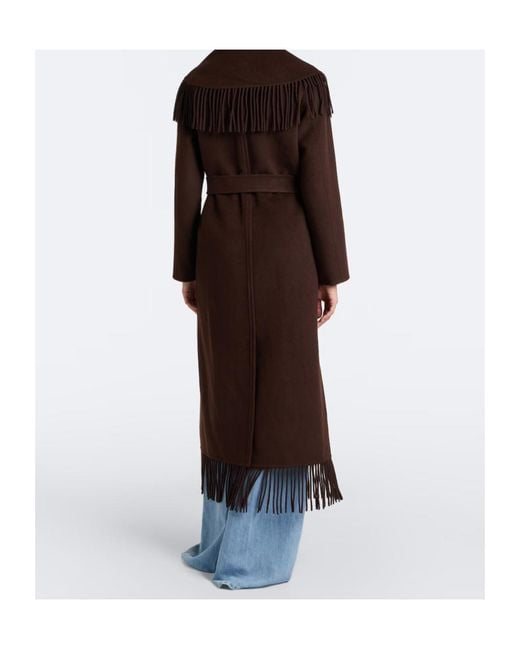 Jonathan Simkhai Brown Fringed Wool-Blend Coat