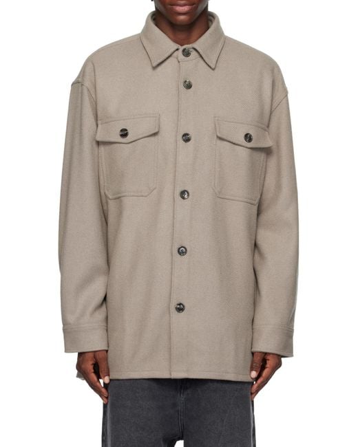 AMI Gray Long-Sleeved Buttoned Shirt for men