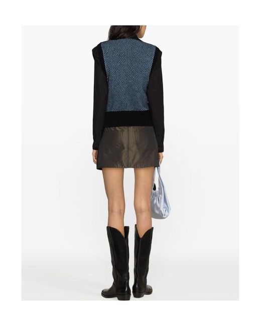 Ganni Blue Logo-Embroidered Knit Vest