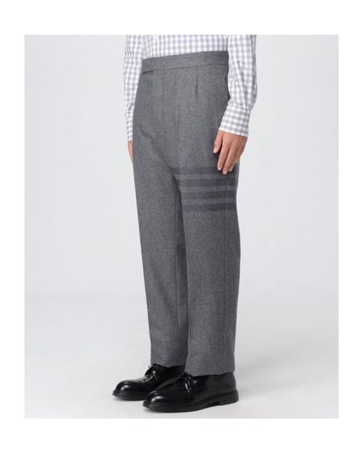 Thom Browne Gray Tonal -Bar Flannel Trousers for men