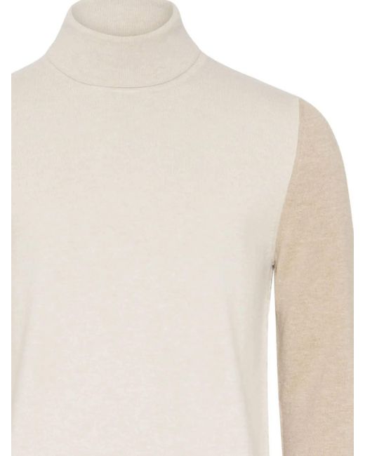 Maison Margiela White Two-Toned Turtleneck Knitted Jumper