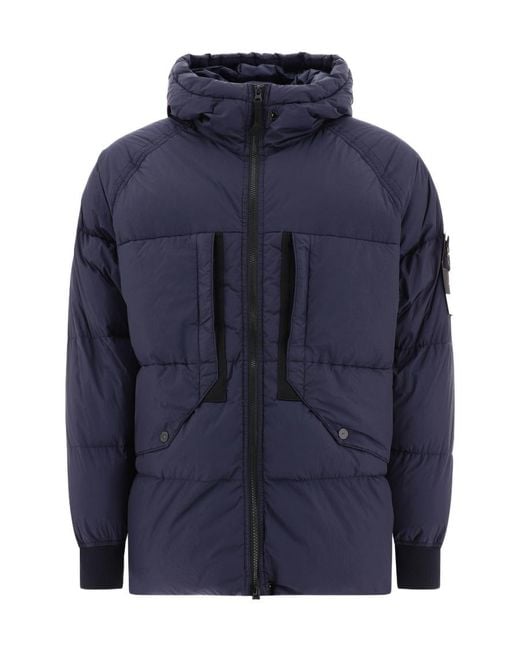Stone Island Blue Zip-Up Puffer Jacket for men