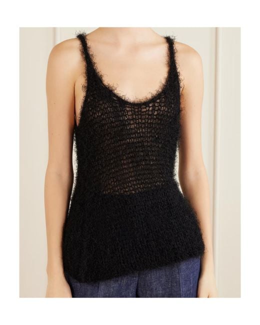 Gabriela Hearst Black Nur Open-Knit Silk And Cashmere-Blend Top