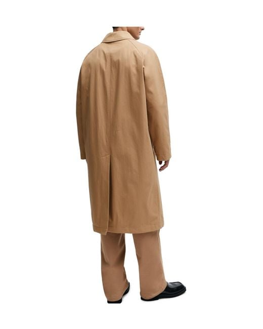Boss Natural Classic Camel-Colored Long Car Coat for men