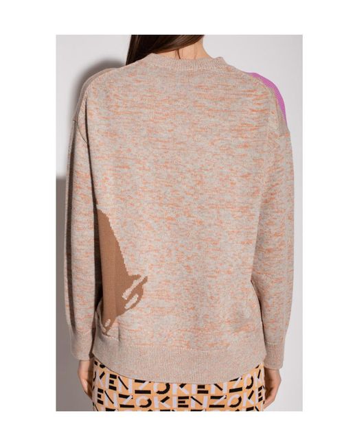 KENZO Pink Intarsia-Knit Crewneck Sweater