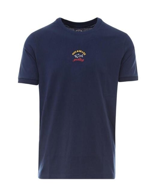 Paul & Shark Blue Logo Printed Crewneck T-Shirt for men