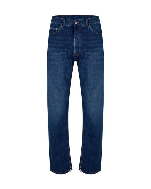 Off-White c/o Virgil Abloh Blue Zip Skate Mid Rise Straight Leg Jeans for men