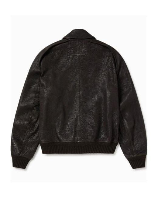 1989 STUDIO Black Press-Stud Leather Jacket for men