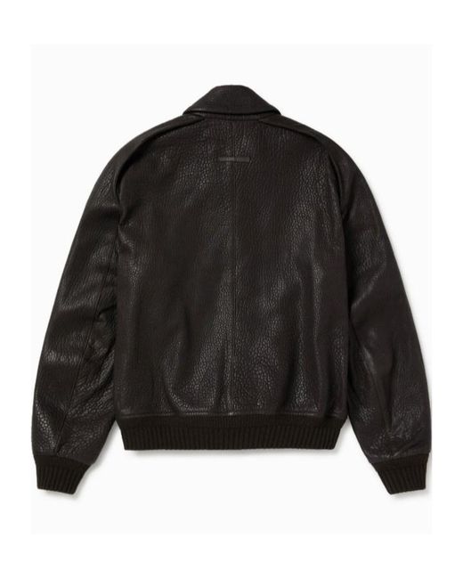 1989 STUDIO Black Press-Stud Leather Jacket for men