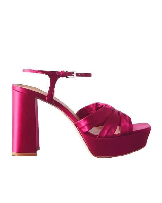 Reformation Pink Monetta Satin Platform Sandals