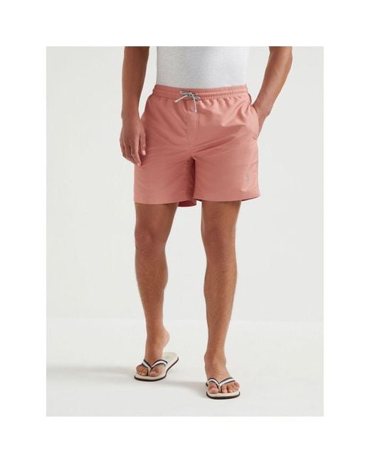 Brunello Cucinelli Pink Drawstring Swim Shorts for men