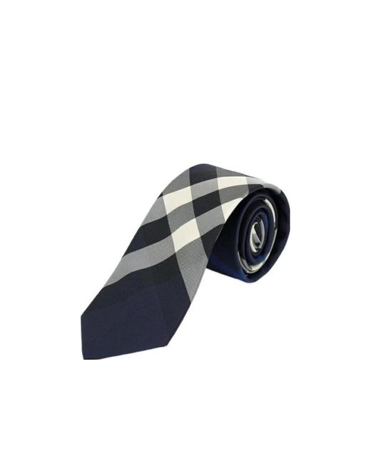 Burberry Blue Checked Pointed-Tip Tie for men