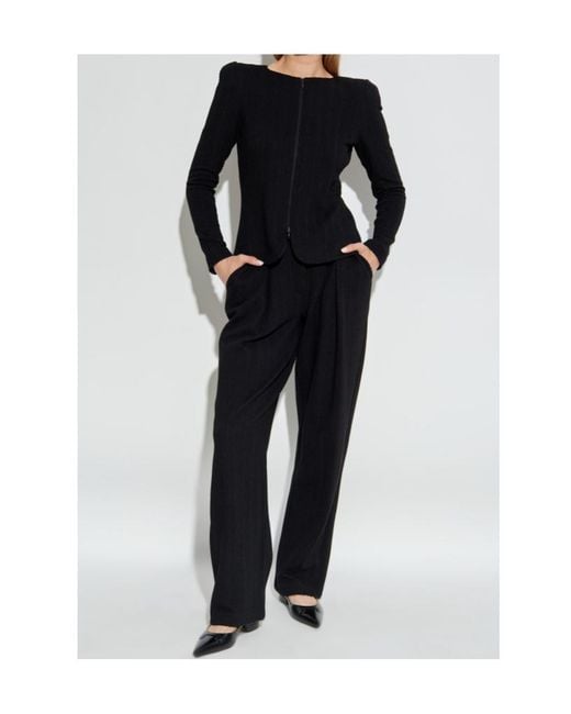 Emporio Armani Black Herringbone Pattern Trousers