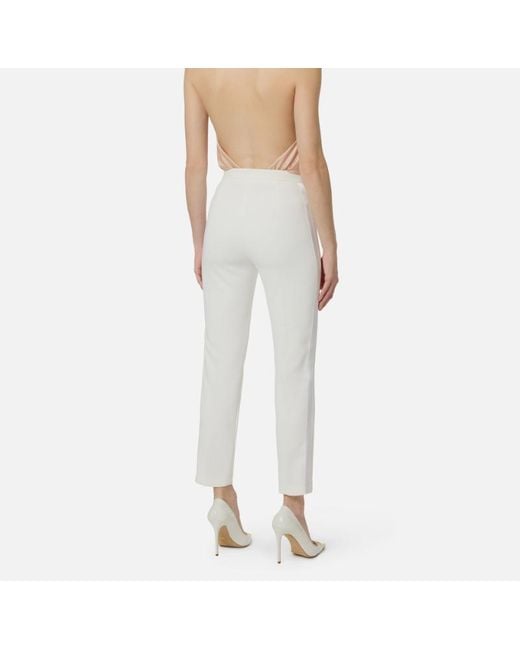 Elisabetta Franchi White Satin Trousers