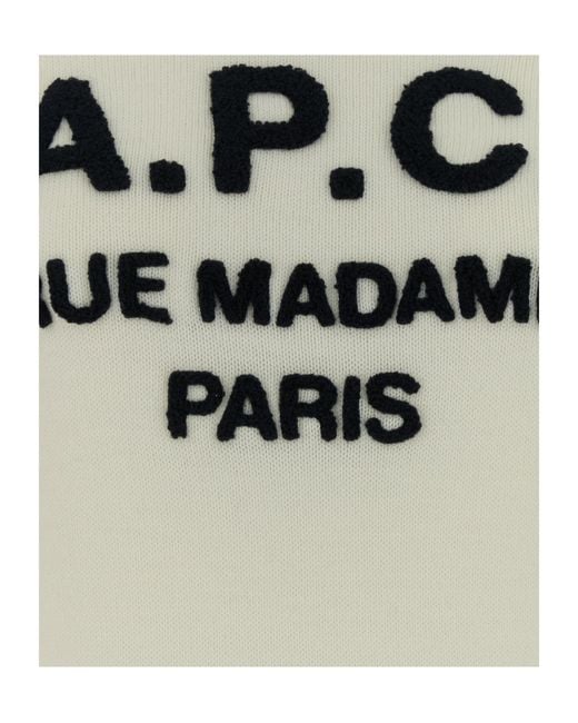 A.P.C. White Alissa Logo-Print Raglan-Sleeve Sweater