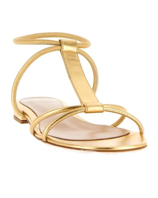 Gianvito Rossi Metallic Lilo Ankle-Strap Flat Sandals