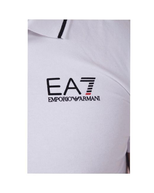 EA7 White Logo Printed Polo Shirt for men