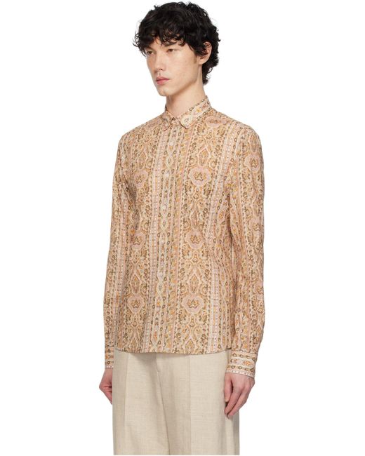 Valentino Orange All-Over Patterned Button-Up Shirt for men