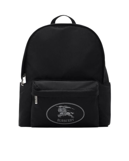 Burberry Black Logo Printed Orkney Backpack for men