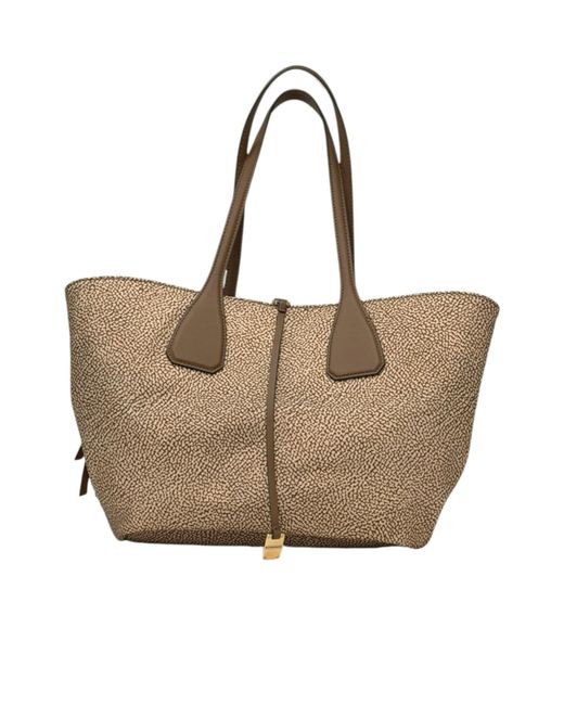 Borbonese Natural Medium Printed Shoulder Bag