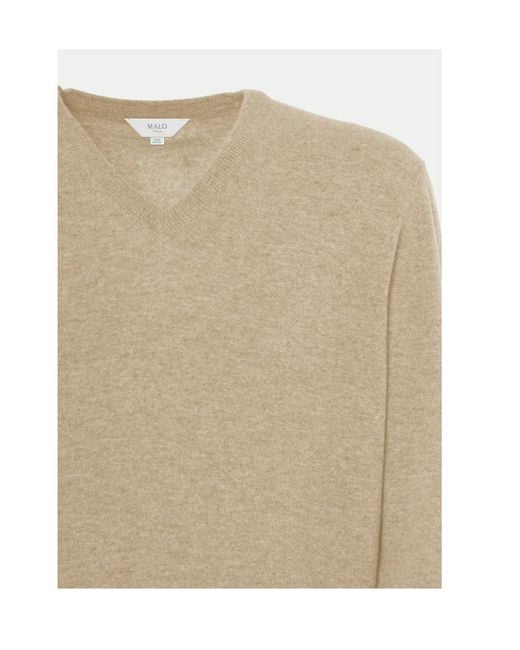 Malo Natural V-Neck Cashmere Sweater for men