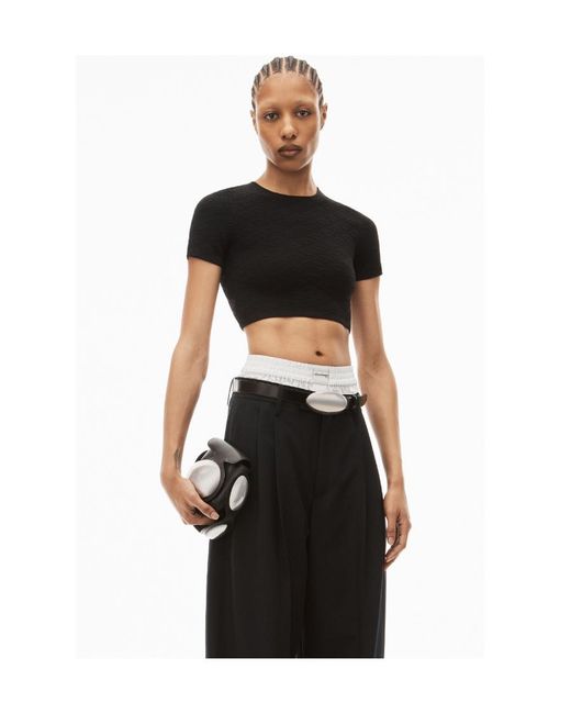 Alexander Wang Black Monogram Cropped Top