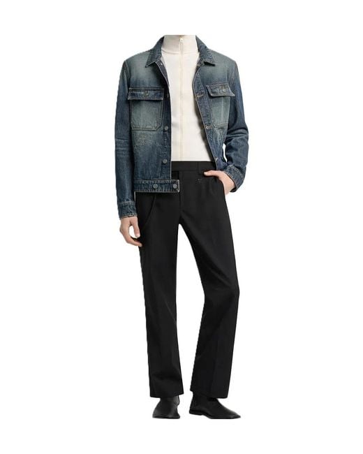 Courreges Blue Logo-Embroidered Faded-Effect Denim Jacket for men