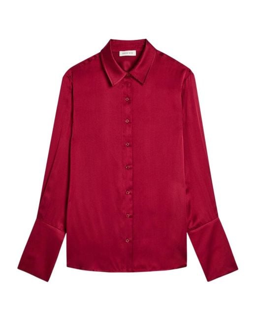 Anine Bing Red Amanda Silk-Blend Shirt