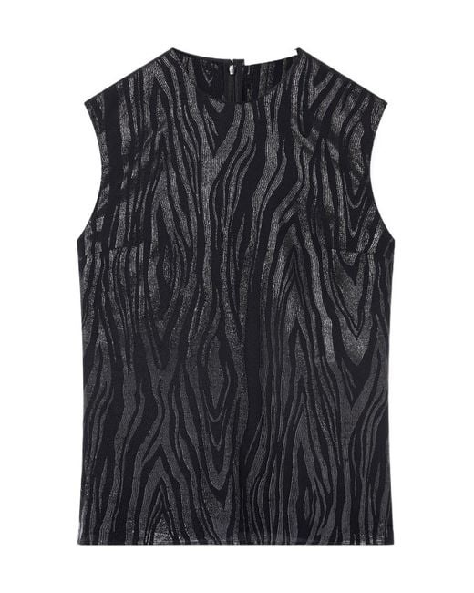 Stella McCartney Black Woodgrain Print Lurex Tank Top
