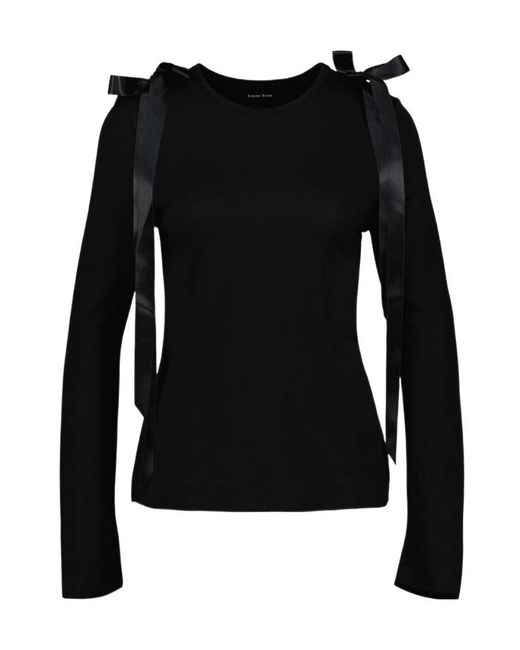 Simone Rocha Black Bow Ribbon Tail Long Sleeve T-Shirt
