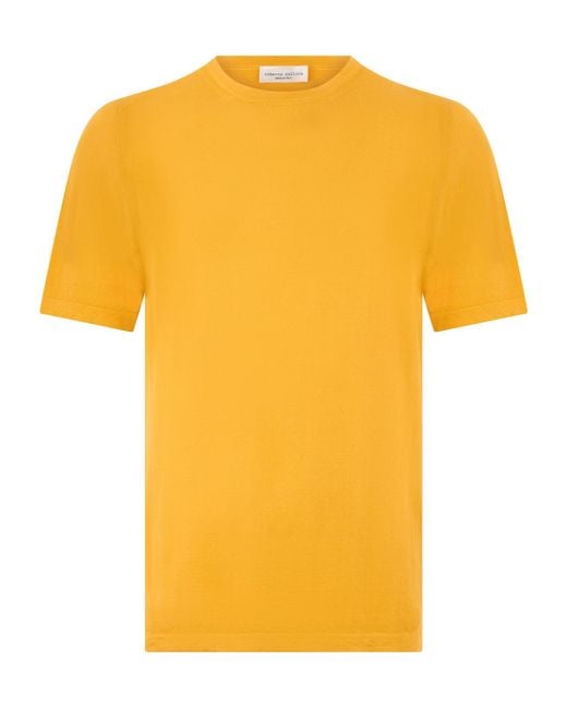Roberto Collina Yellow Fine Knit Crew Neck Sweater for men
