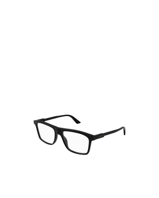 Gucci White Eyewear Rectangle Frame Glasses for men