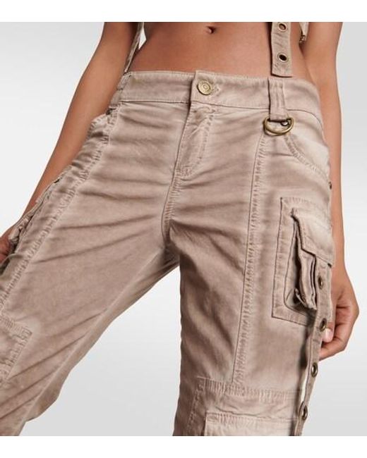 Blumarine Natural Embellished Low-Rise Flared Jeans