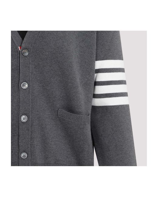 Thom Browne Gray Bar Milano Stitch Cardigan for men